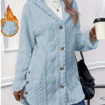 Long Jacket Winter Solid Color Long Sleeve Coat