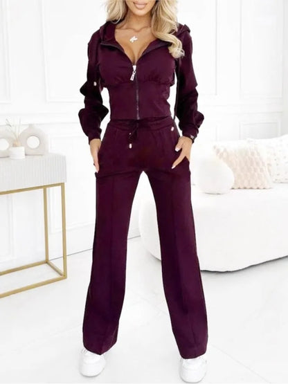 Hooded Zipper Sweatsuit Set