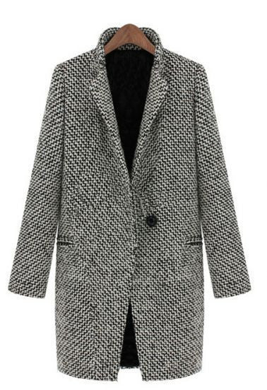 Women’s Elegant Long Houndstooth Coat