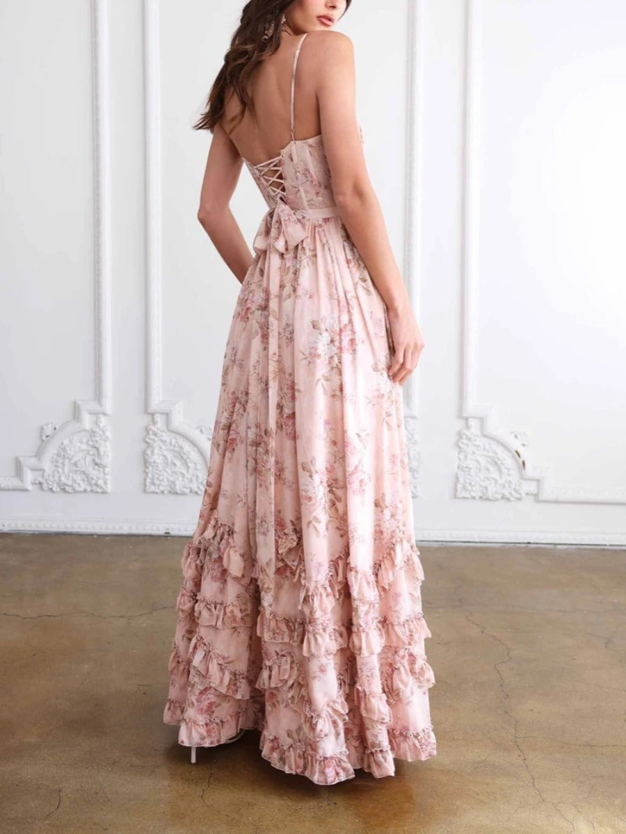 Sexy Ruched Split Maxi Dress