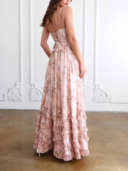 Sexy Ruched Split Maxi Dress