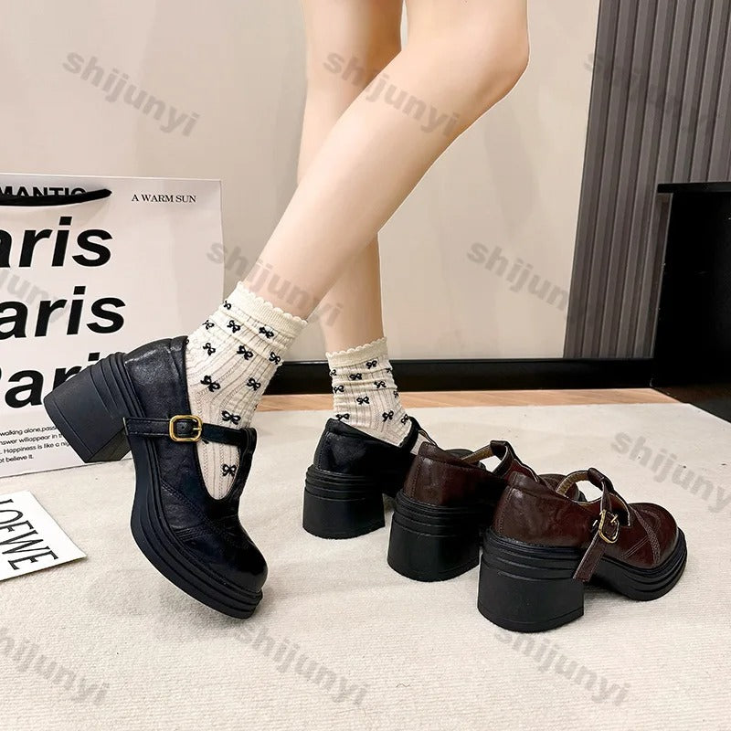British Style Chunky Heel Mary Janes