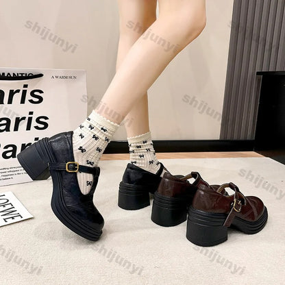 British Style Chunky Heel Mary Janes