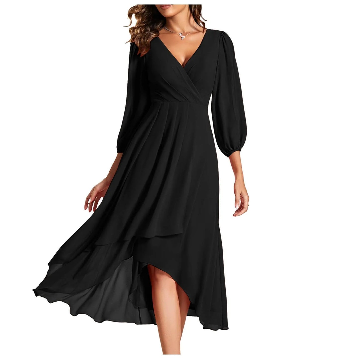 Graceful Ruffle Chiffon Dress