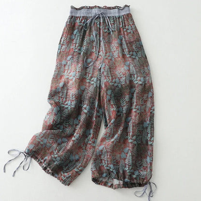 Cotton Linen Printed Slim Fit Pants