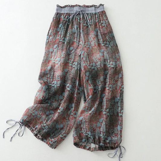 Cotton Linen Printed Slim Fit Pants