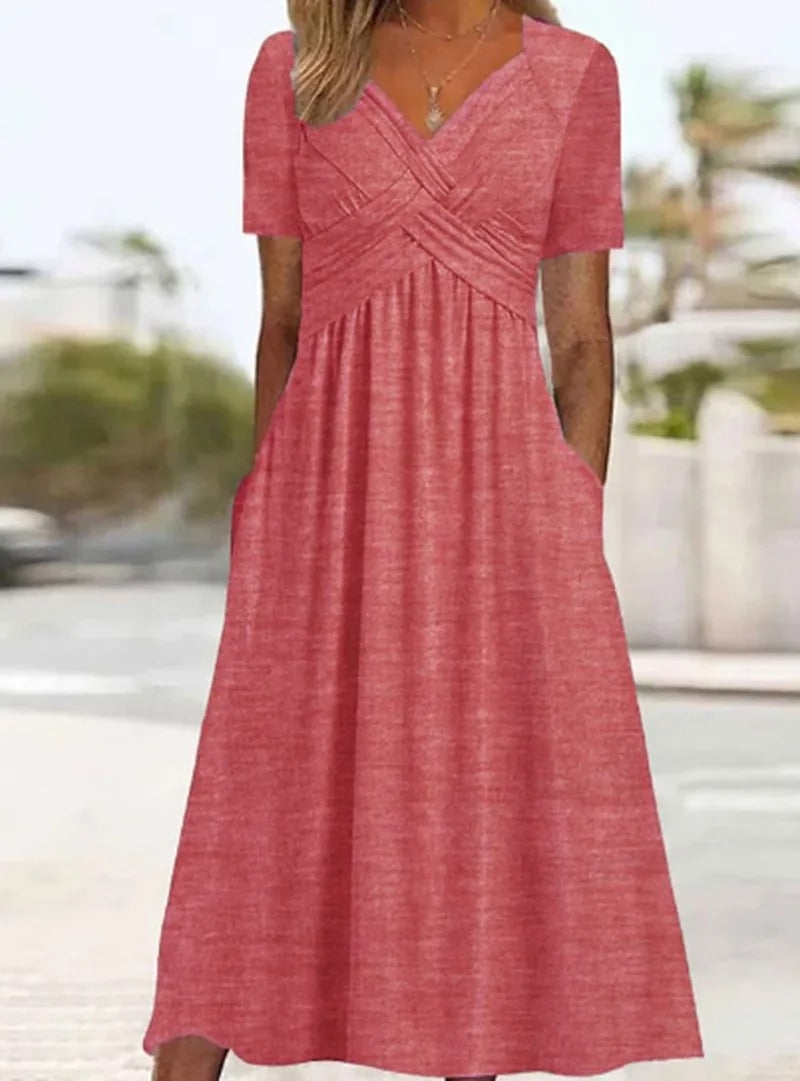 Fashion V Neck Elegant Casual Holiday Beach Dresses