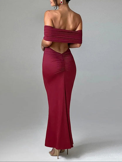 Sexy Strapless Backless Bodycon Maxi