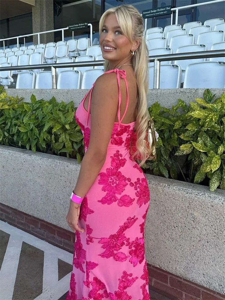 Elegant Lace-Up Maxi Dress