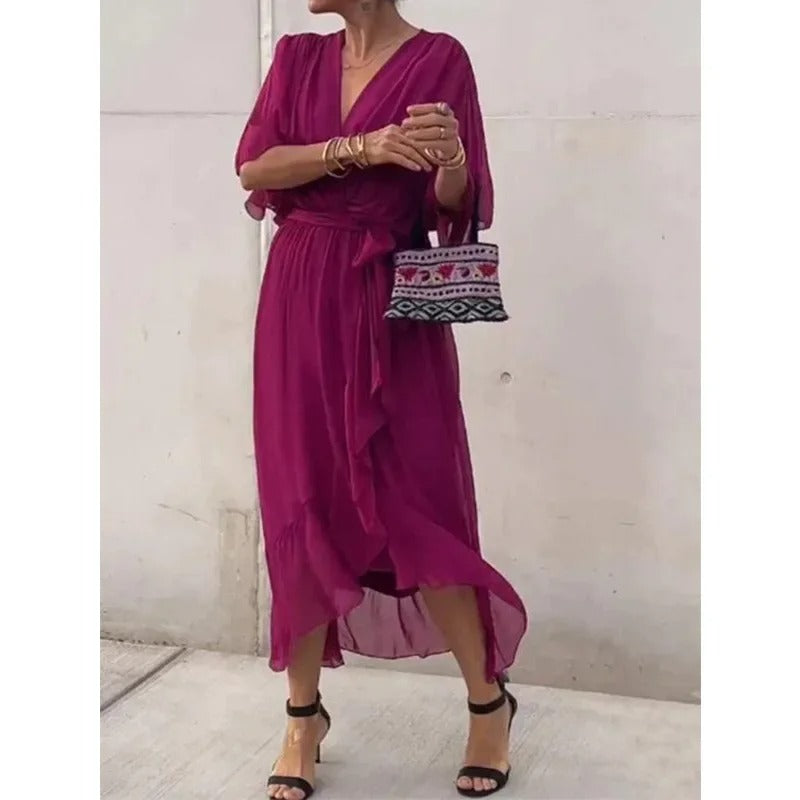 Chic V-Neck Long Dress