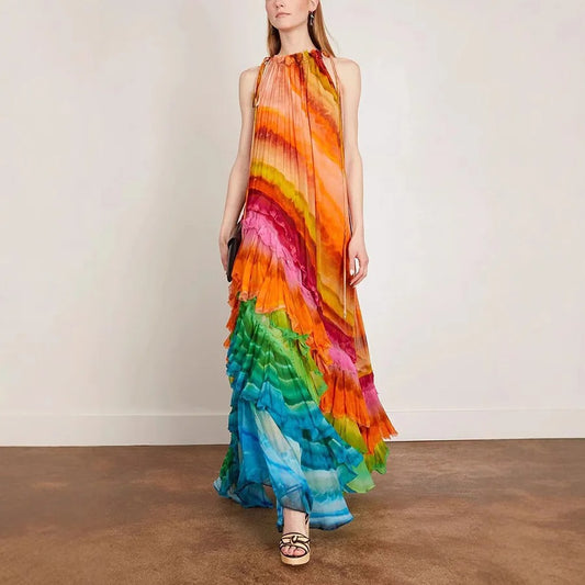 Golden Hour Breeze Chiffon Dress