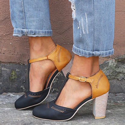 Retro Chic Thick Heel Sandals