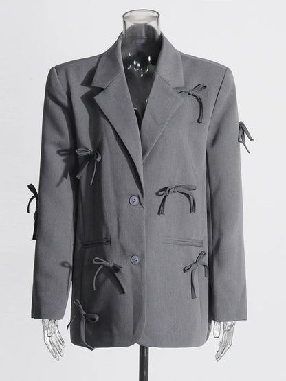 Bowknot Patchwork Blazer for Women