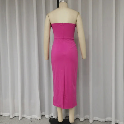 Elegant Strapless Pleated Maxi Dress