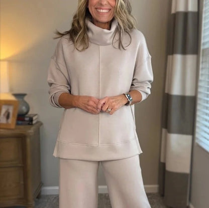 Women's Casual Two-Piece Set Hooded High-Neck Top