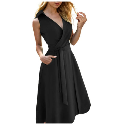V-Neck Belted Summer Dress