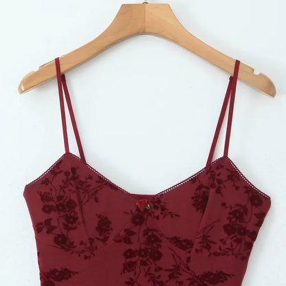 Vintage Floral Burgundy Mini Dress