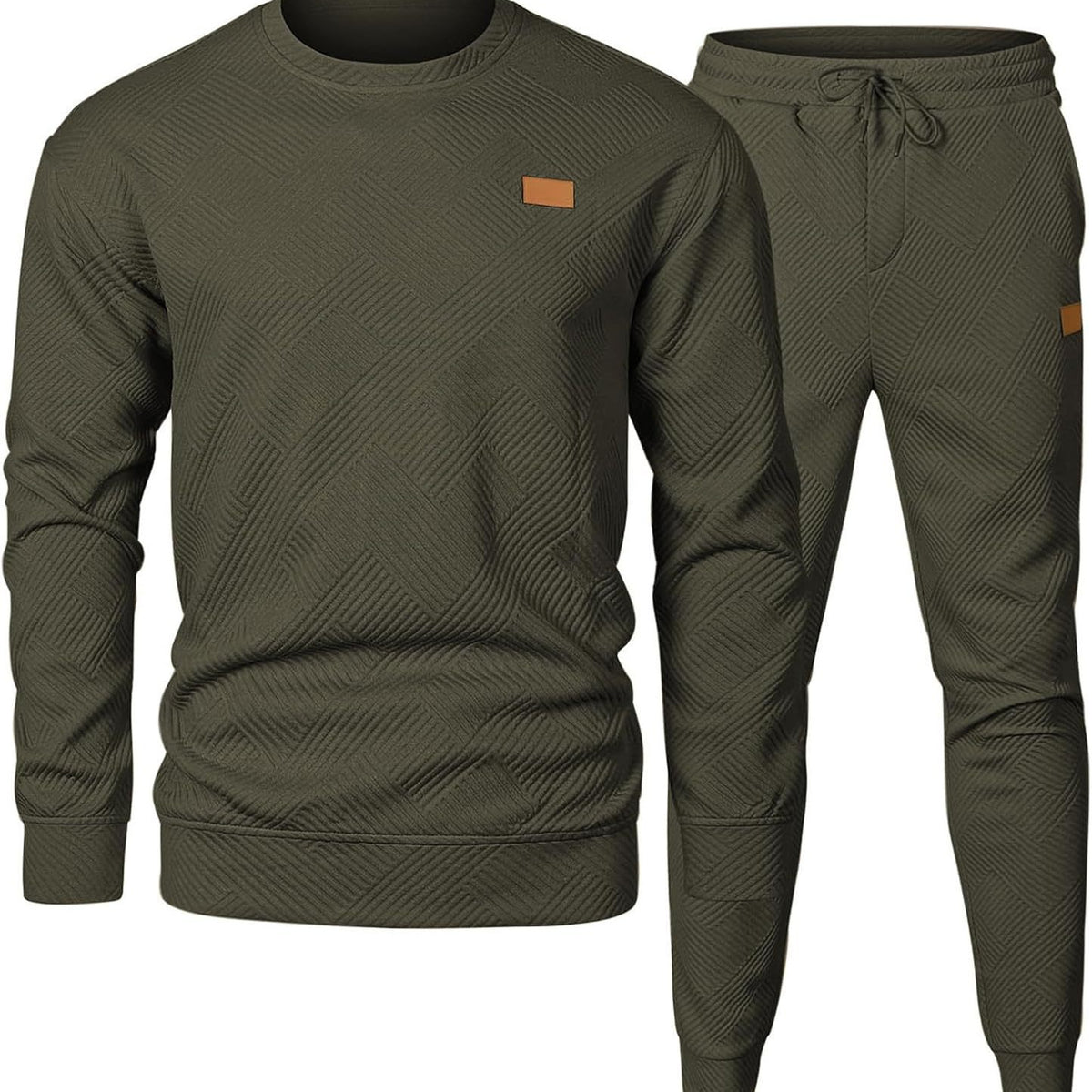 Men Round Neck Jacquard Sweater Set