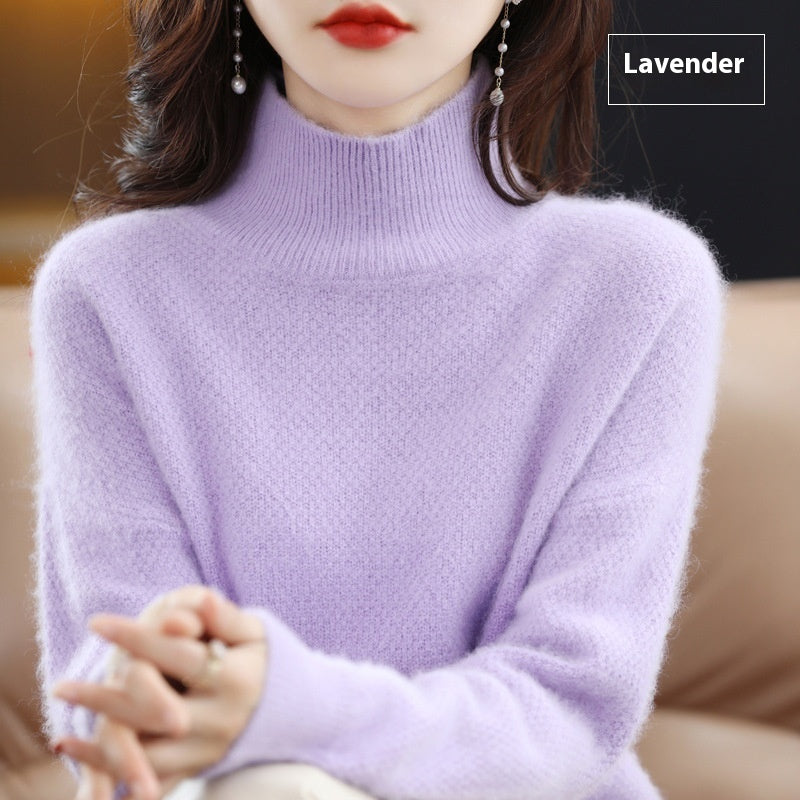 Mink Sweater Women's Half Turtleneck Loose Thick Short