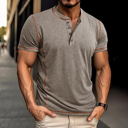 Men's Color Block Henley Shirt