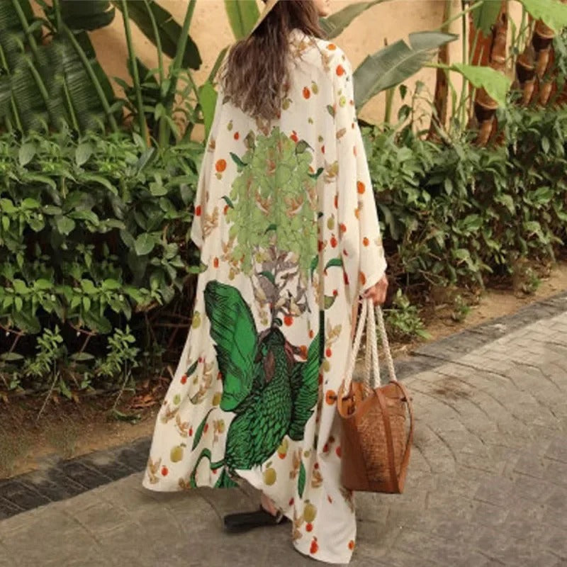 Boho Floral Kimono Beach Cover Up