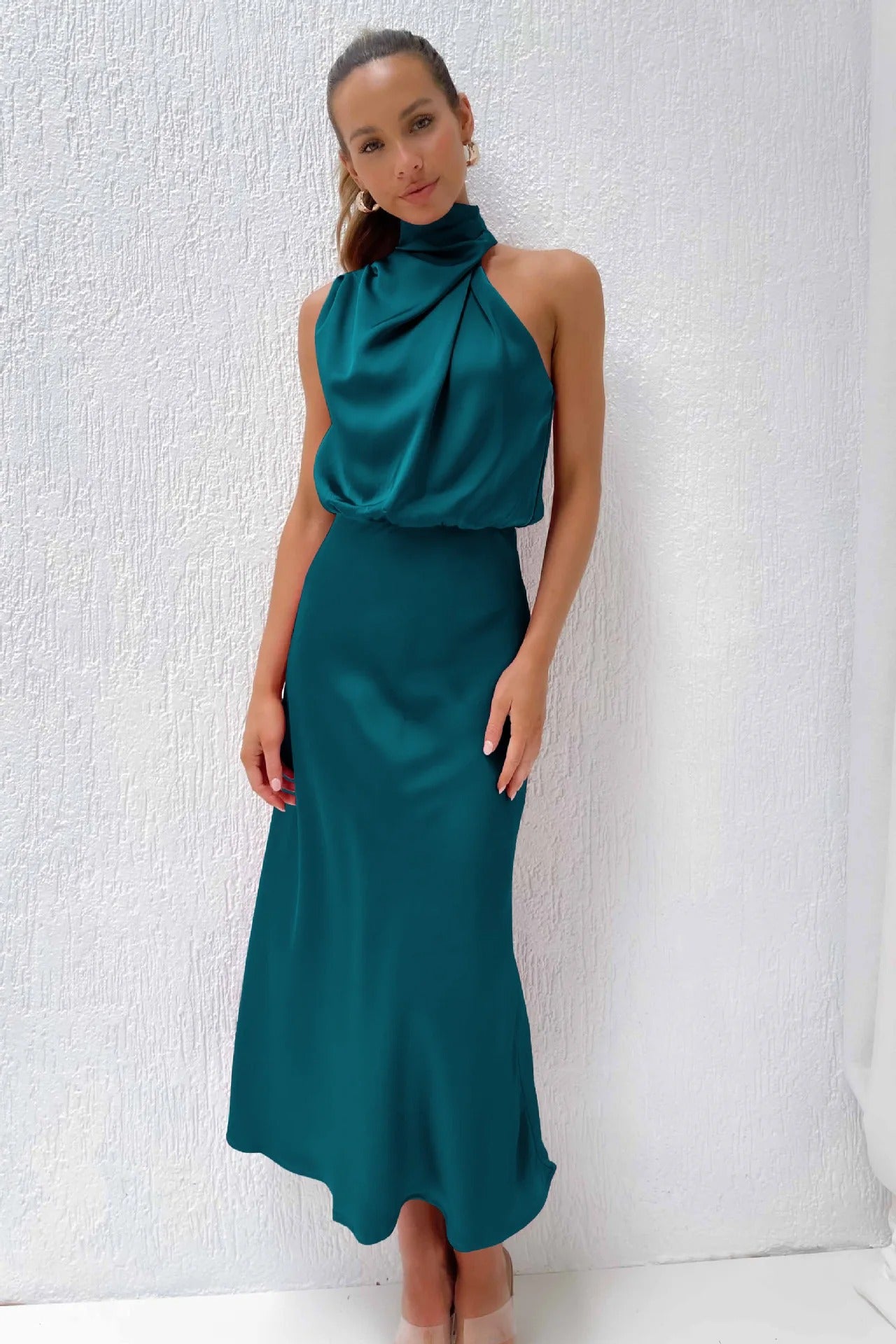 Chic Satin Sequin Evening Dress