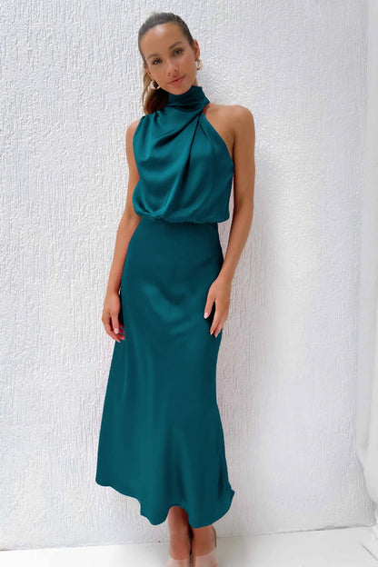 Chic Satin Sequin Evening Dress