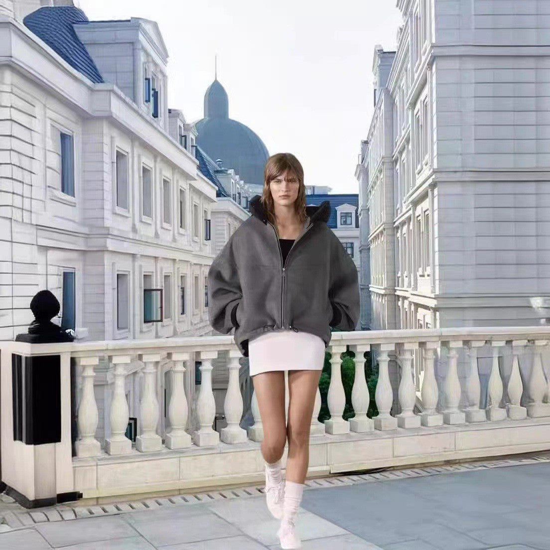 Women's Metal Buckle Cropped Coat Top