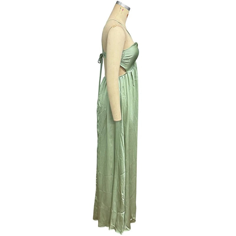 Sun Kissed Charm Backless Maxi Beach Dress