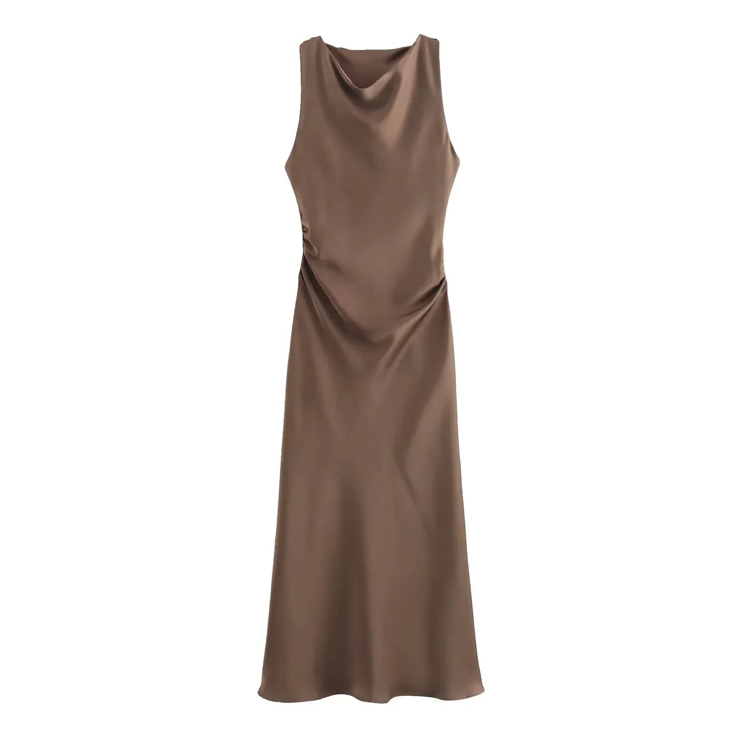 Satin Glow Summer Evening Dress