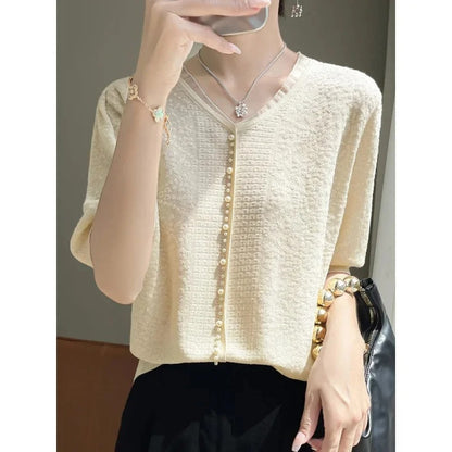 V-Neck Knitted Summer Top