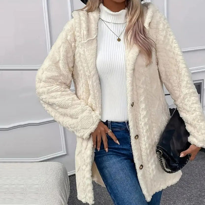 Stylish Hooded Plush Cardigan Jacket
