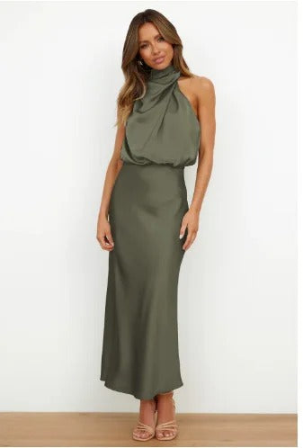 Chic Satin Sequin Evening Dress