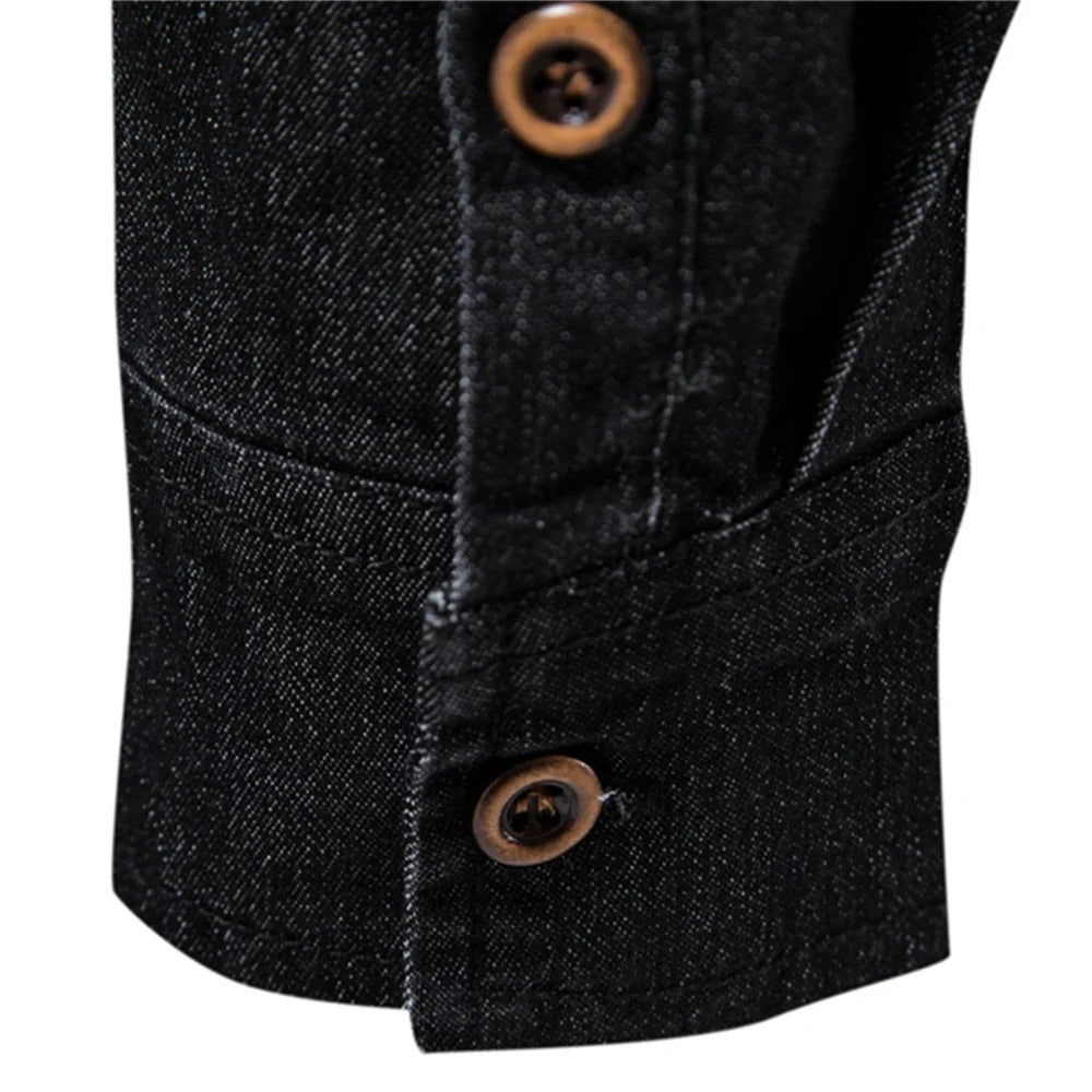 Elastic Cotton Slim Fit Denim Shirt