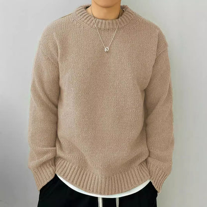 Men’s Solid Color Loose Knit Pullover Sweater