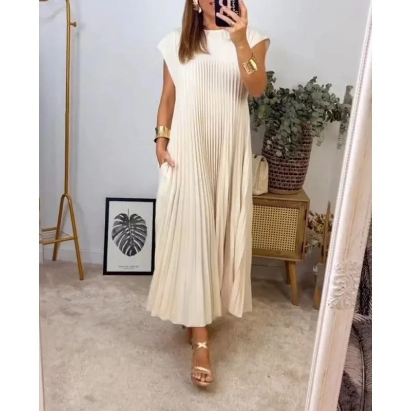 Elegant Sleeveless Pleated Summer Dress