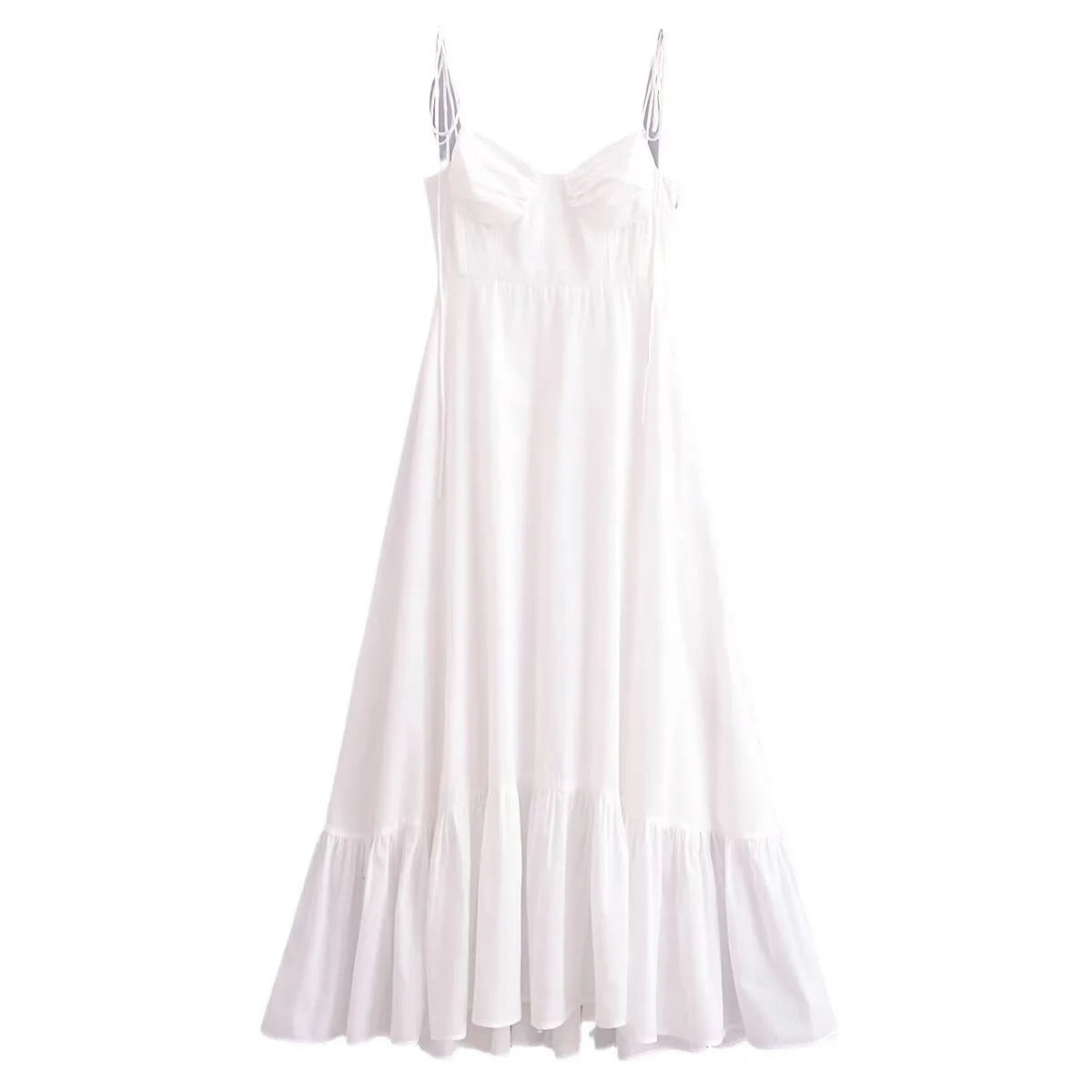 ZBZA Backless V-Neck Midi Dress