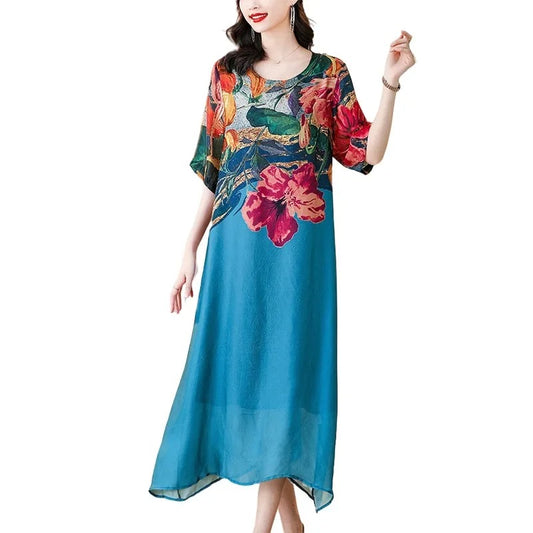 Elegant Mulberry Silk Maxi Dress