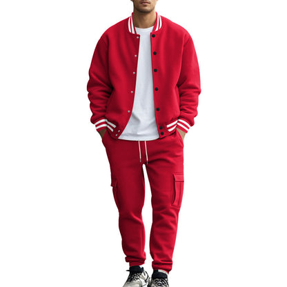 Stand Collar Fleece-Lined Baseball Sports Suit for Men