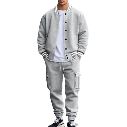 Stand Collar Fleece-Lined Baseball Sports Suit for Men
