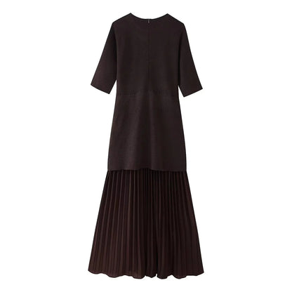 Elegant Pleated Tulle Patchwork Dress
