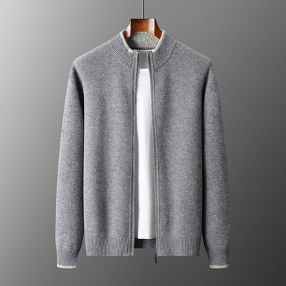 Men’s Fashion Contrast Color Zipper Sweater