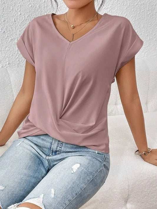Irregular Knot V-Neck Tee