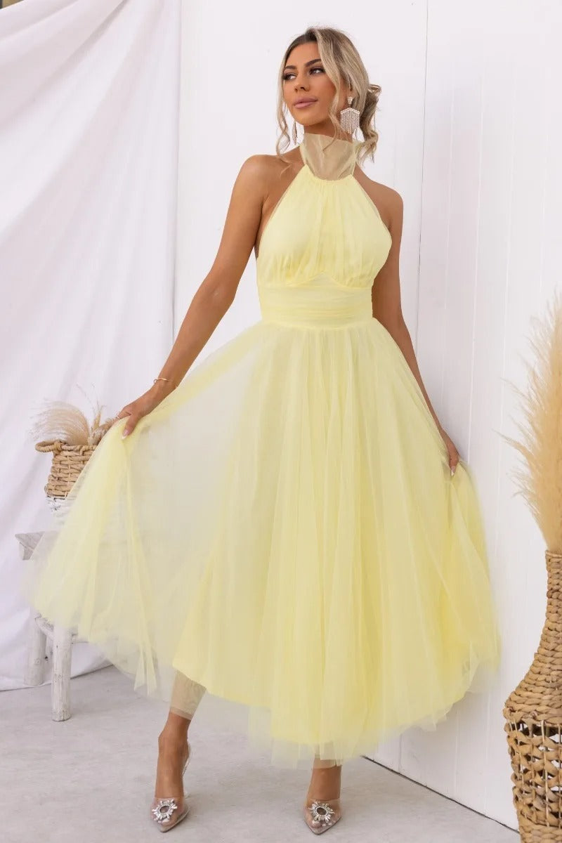 Chiffon Halter Neck Dress