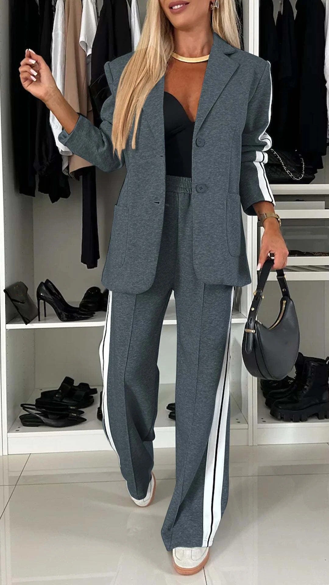 Stylish Blazer Two-Piece Suit Set