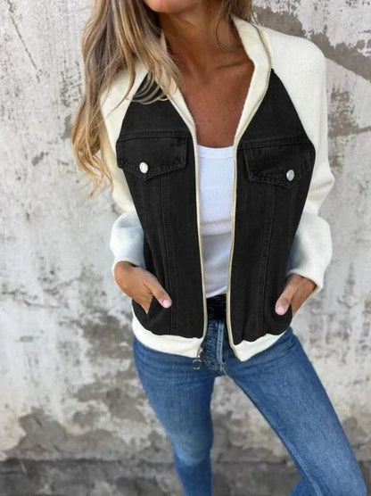 Cozy Patchwork Woolen Zip Jacket