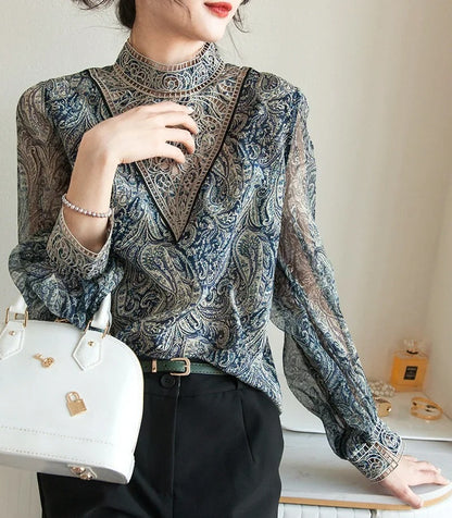 Embroidered Silk Lantern Shirt