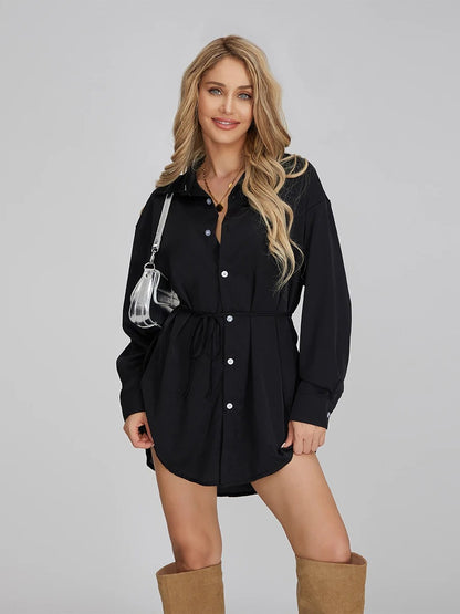 Velvet Diamond Button Shirt Jumpsuit