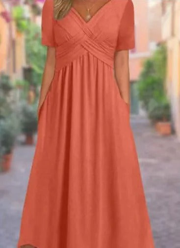 Fashion V Neck Elegant Casual Holiday Beach Dresses