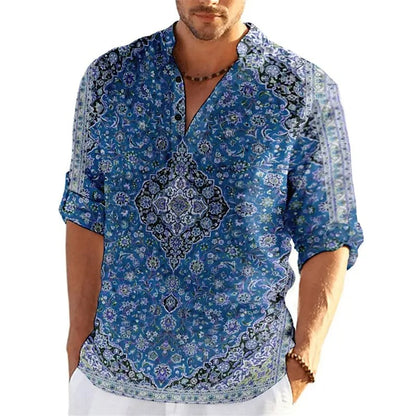 3D Floral Henley Shirt